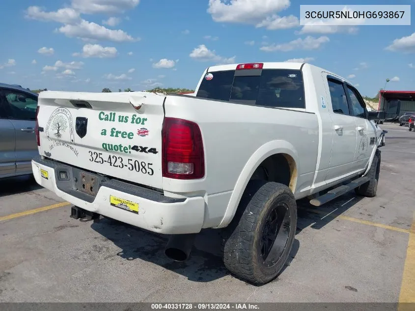 2017 Ram 2500 Laramie Mega Cab 4X4 6'4 Box VIN: 3C6UR5NL0HG693867 Lot: 40331728