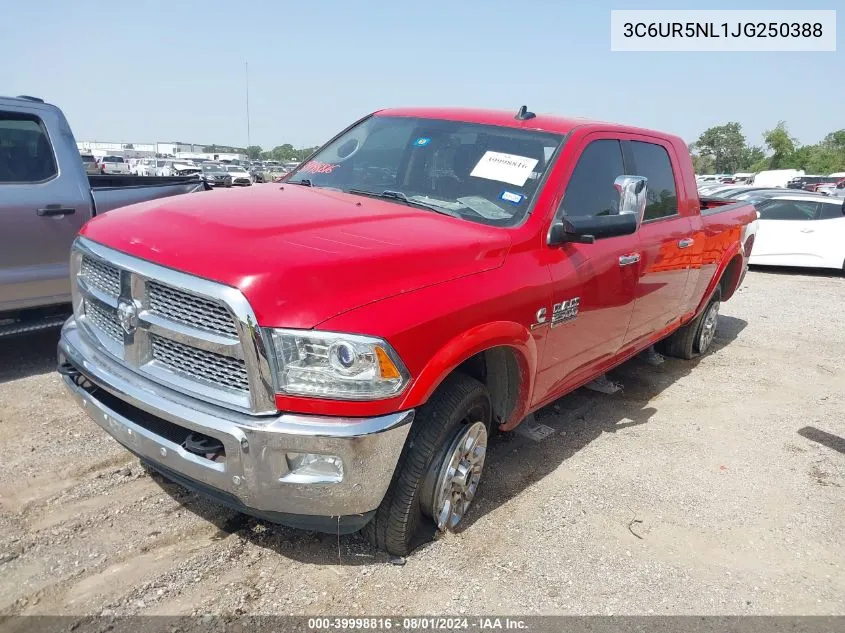 2018 Ram 2500 Laramie Mega Cab 4X4 6'4 Box VIN: 3C6UR5NL1JG250388 Lot: 39998816