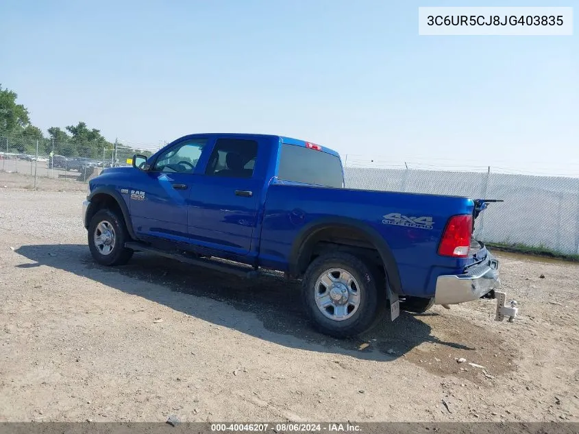 3C6UR5CJ8JG403835 2018 Ram 2500 Tradesman 4X4 6'4 Box