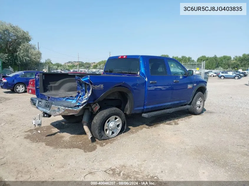 3C6UR5CJ8JG403835 2018 Ram 2500 Tradesman 4X4 6'4 Box