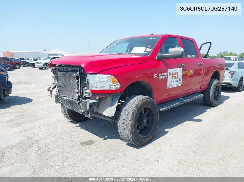 2018 Ram 2500 St VIN: 3C6UR5CL7JG257140 Lot: 40113979