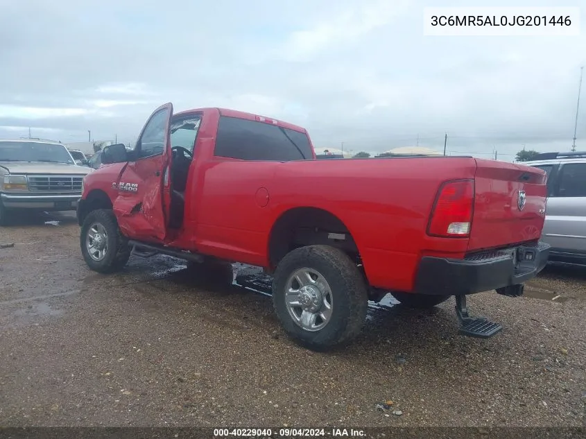 2018 Ram 2500 St VIN: 3C6MR5AL0JG201446 Lot: 40229040