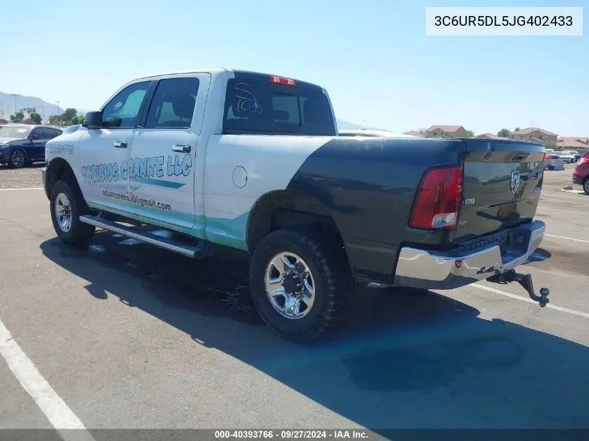 2018 Ram 2500 Slt 4X4 6'4 Box VIN: 3C6UR5DL5JG402433 Lot: 40393766