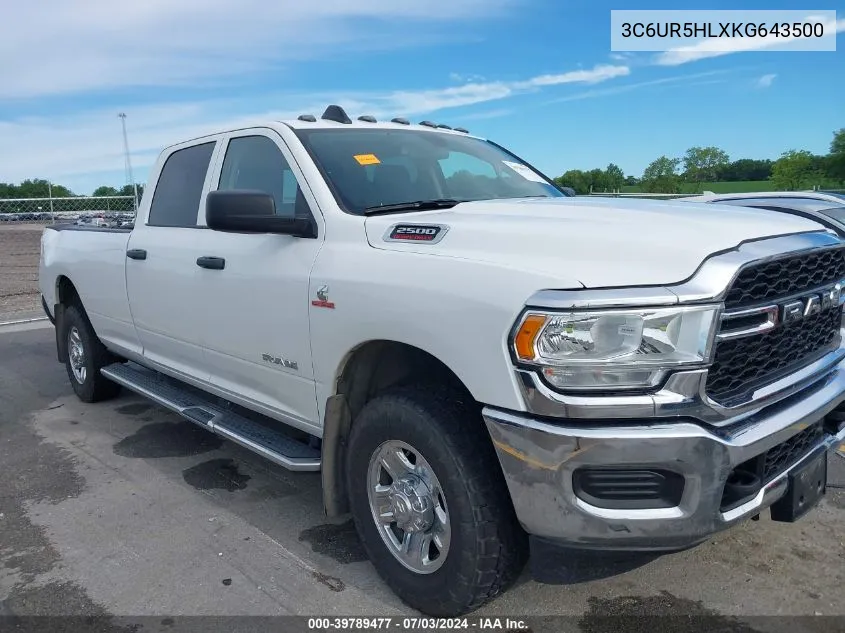 2019 Ram 2500 Tradesman 4X4 8' Box VIN: 3C6UR5HLXKG643500 Lot: 39789477