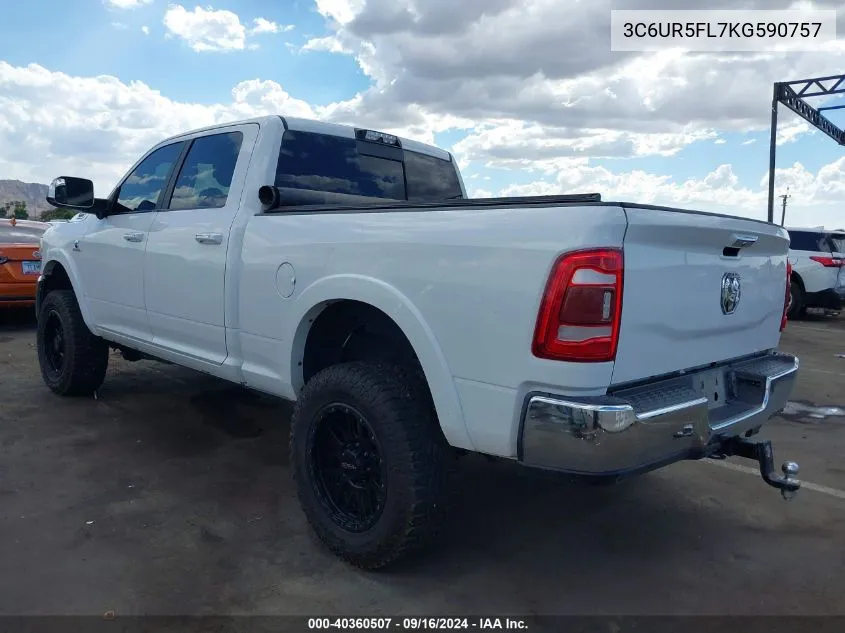 2019 Ram 2500 Laramie 4X4 6'4 Box VIN: 3C6UR5FL7KG590757 Lot: 40360507