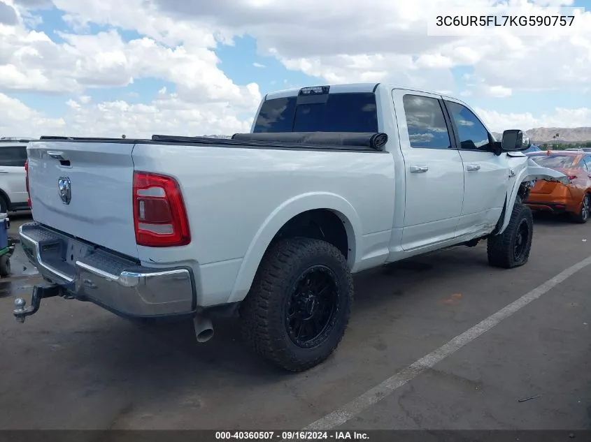 2019 Ram 2500 Laramie 4X4 6'4 Box VIN: 3C6UR5FL7KG590757 Lot: 40360507