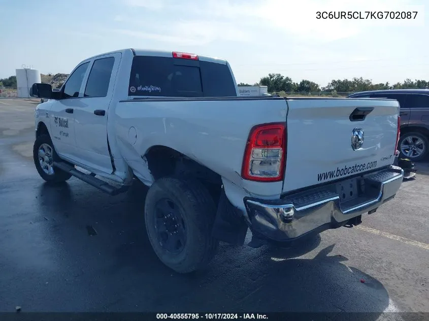 2019 Ram 2500 Tradesman 4X4 6'4 Box VIN: 3C6UR5CL7KG702087 Lot: 40555795