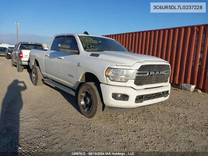 2020 Ram 2500 Big Horn VIN: 3C6UR5DL7LG237228 Lot: 12097612