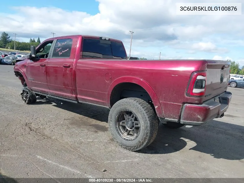 2020 Ram 2500 Laramie 4X4 8' Box VIN: 3C6UR5KL0LG100876 Lot: 40109230