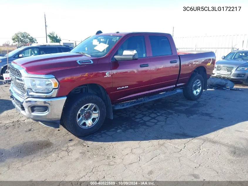 2020 Ram 2500 Tradesman 4X4 6'4 Box VIN: 3C6UR5CL3LG172217 Lot: 40522589