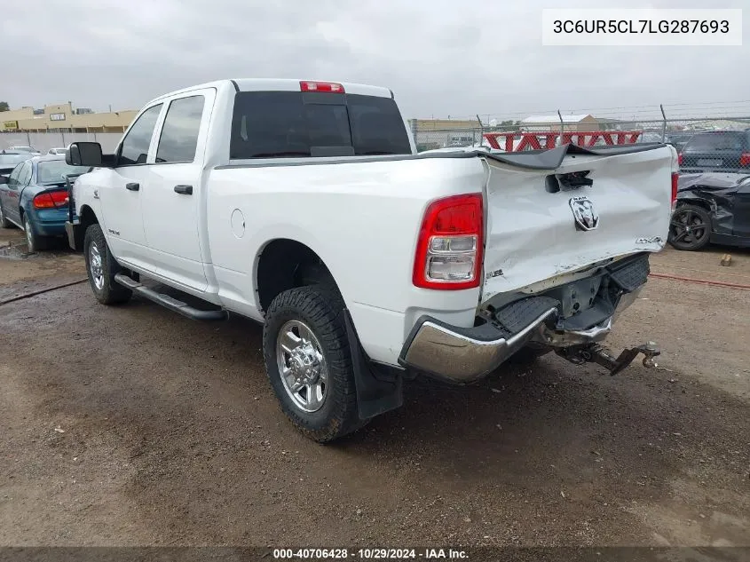 2020 Ram 2500 Tradesman 4X4 6'4 Box VIN: 3C6UR5CL7LG287693 Lot: 40706428