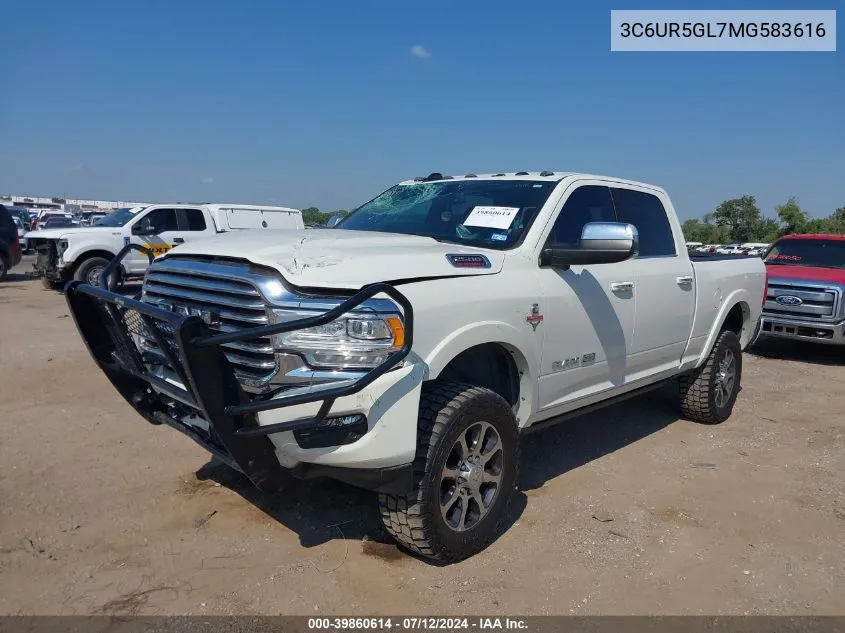 2021 Ram 2500 Limited Longhorn 4X4 6'4 Box VIN: 3C6UR5GL7MG583616 Lot: 39860614