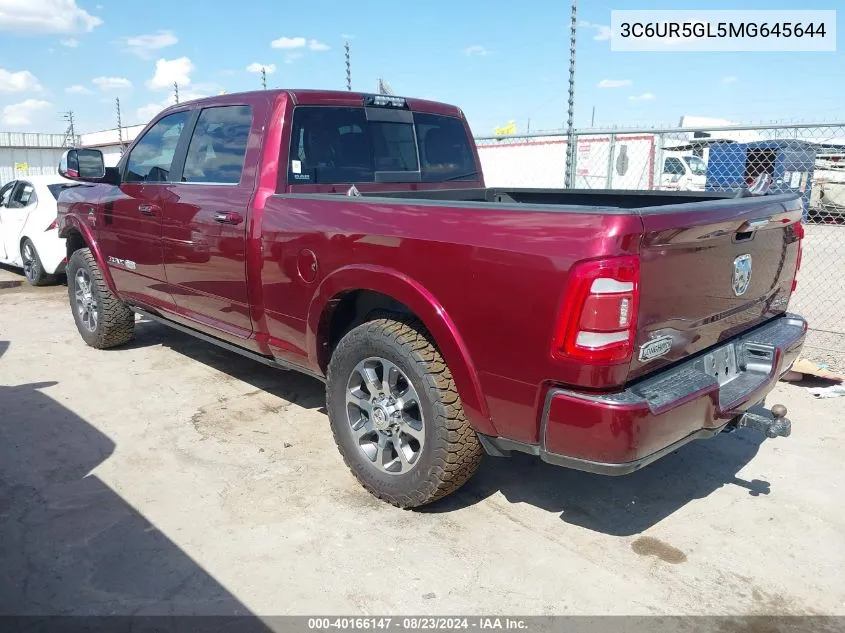 2021 Ram 2500 Limited Longhorn 4X4 6'4 Box VIN: 3C6UR5GL5MG645644 Lot: 40166147