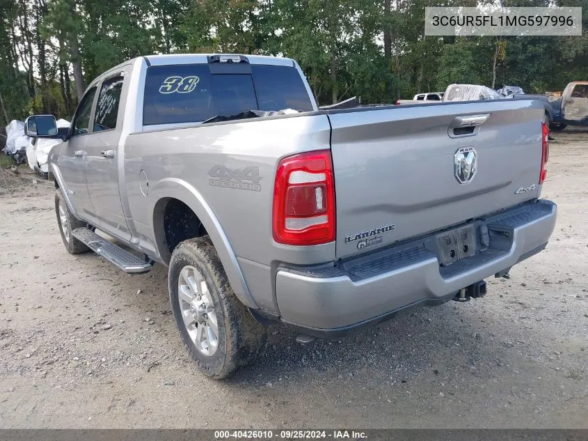 2021 Ram 2500 Laramie 4X4 6'4 Box VIN: 3C6UR5FL1MG597996 Lot: 40426010