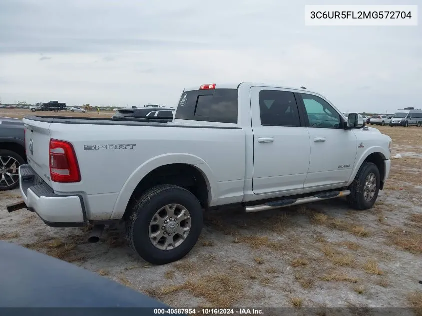 2021 Ram 2500 Laramie 4X4 6'4 Box VIN: 3C6UR5FL2MG572704 Lot: 40587954