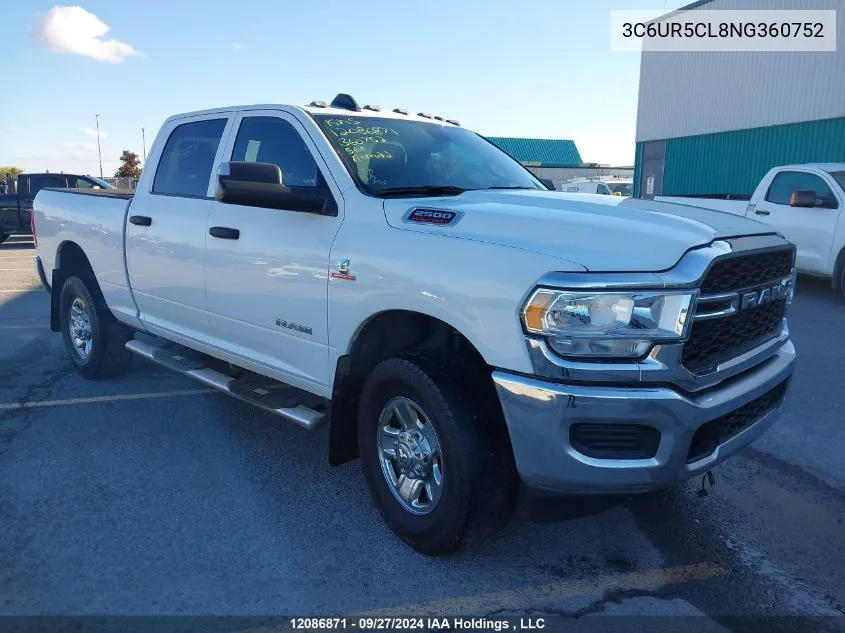 2022 Ram 2500 Tradesman VIN: 3C6UR5CL8NG360752 Lot: 12086871