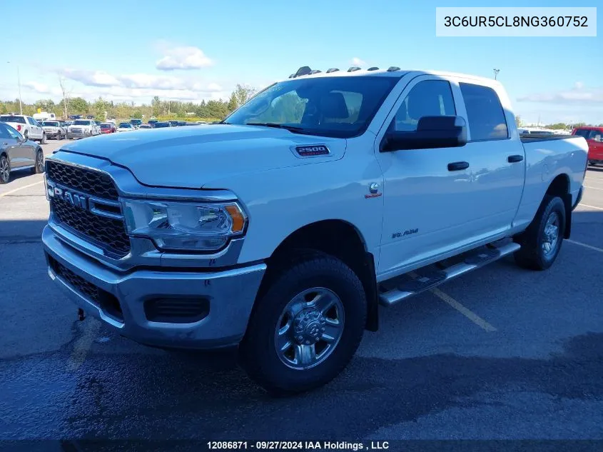 2022 Ram 2500 Tradesman VIN: 3C6UR5CL8NG360752 Lot: 12086871