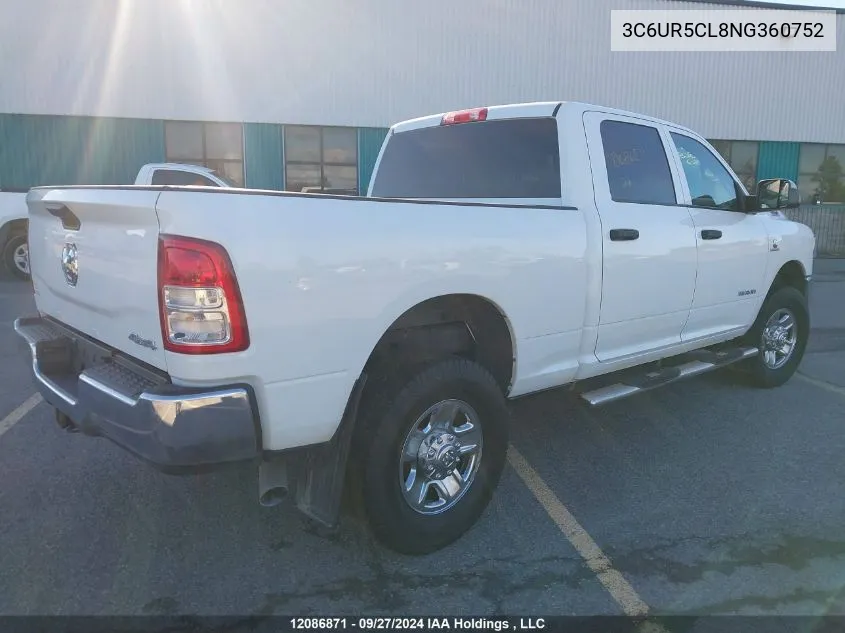 2022 Ram 2500 Tradesman VIN: 3C6UR5CL8NG360752 Lot: 12086871