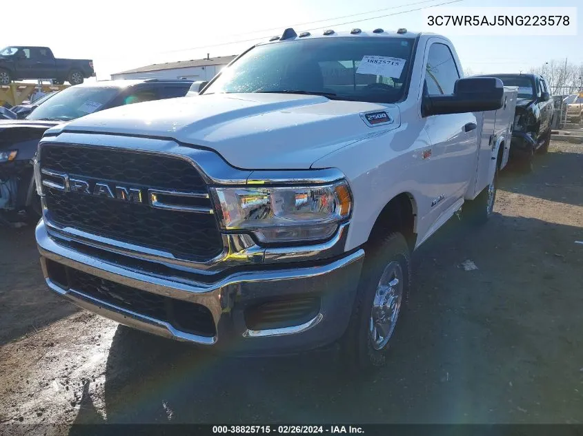 2022 Ram 2500 Tradesman Regular Cab 4X4 8' Box VIN: 3C7WR5AJ5NG223578 Lot: 38825715