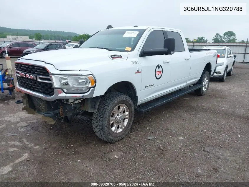 2022 Ram 2500 Big Horn 4X4 8' Box VIN: 3C6UR5JL1NG320788 Lot: 39320765