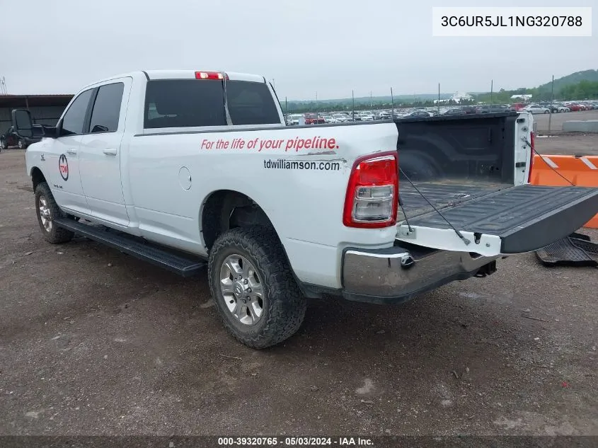 2022 Ram 2500 Big Horn 4X4 8' Box VIN: 3C6UR5JL1NG320788 Lot: 39320765