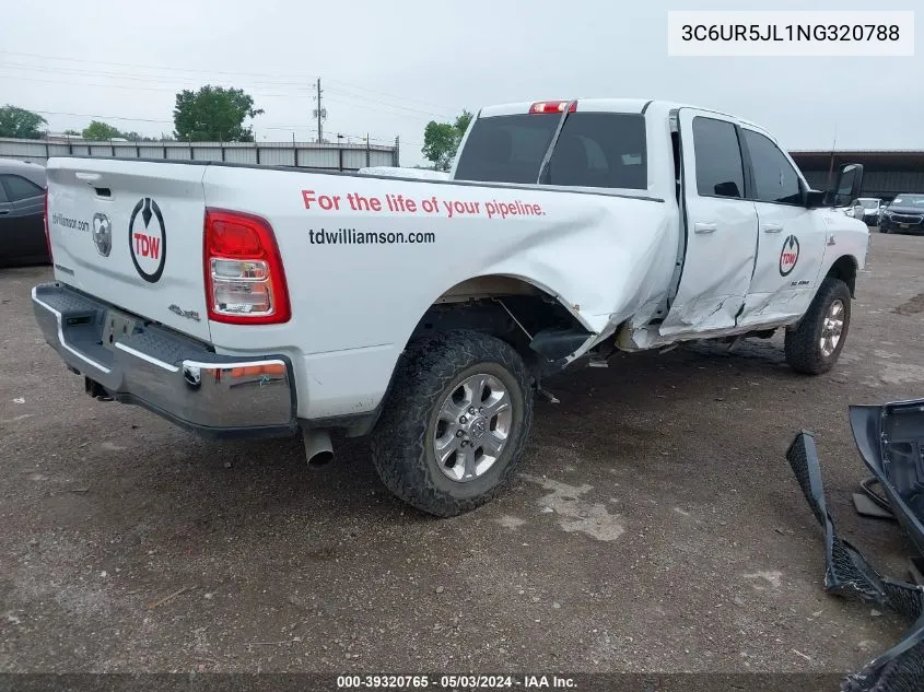 2022 Ram 2500 Big Horn 4X4 8' Box VIN: 3C6UR5JL1NG320788 Lot: 39320765