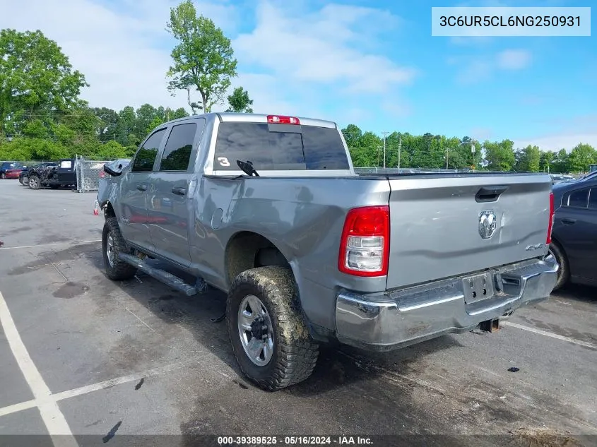 2022 Ram 2500 Tradesman 4X4 6'4 Box VIN: 3C6UR5CL6NG250931 Lot: 39389525