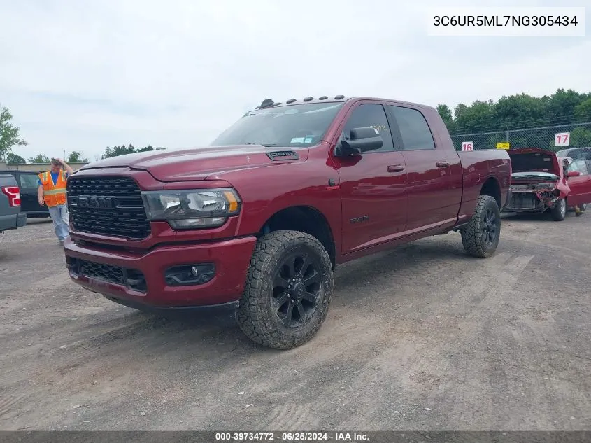 2022 Ram 2500 Big Horn Mega Cab 4X4 6'4' Box VIN: 3C6UR5ML7NG305434 Lot: 39734772