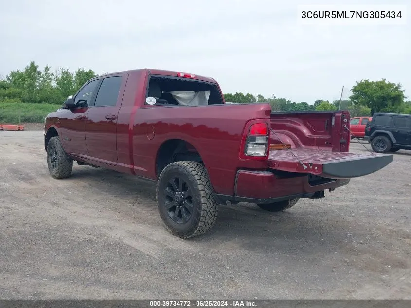 2022 Ram 2500 Big Horn Mega Cab 4X4 6'4' Box VIN: 3C6UR5ML7NG305434 Lot: 39734772