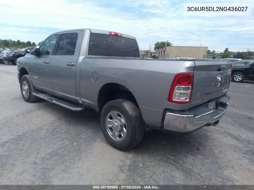 2022 Ram 2500 Big Horn 4X4 6'4 Box VIN: 3C6UR5DL2NG436027 Lot: 39759985