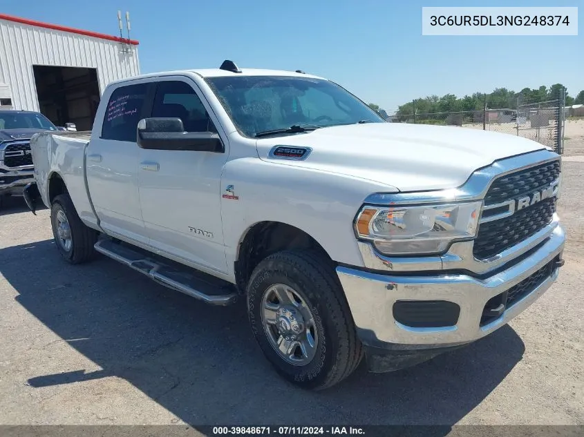 2022 Ram 2500 Big Horn 4X4 6'4 Box VIN: 3C6UR5DL3NG248374 Lot: 39848671