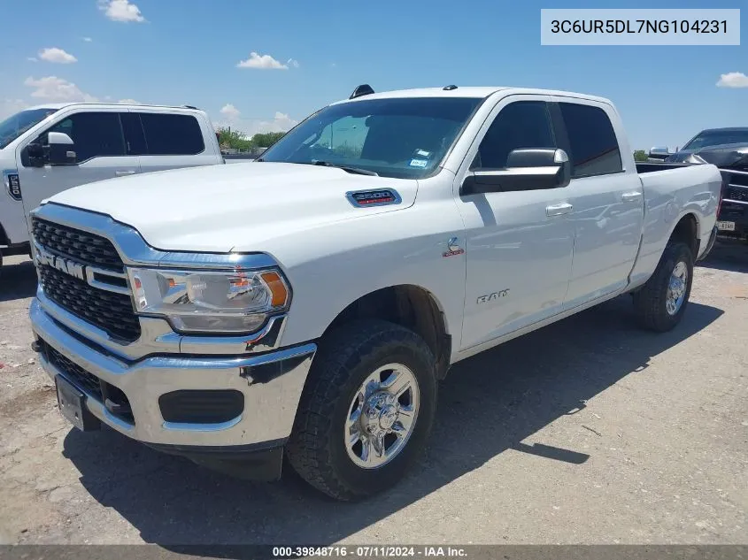 2022 Ram 2500 Big Horn 4X4 6'4 Box VIN: 3C6UR5DL7NG104231 Lot: 39848716