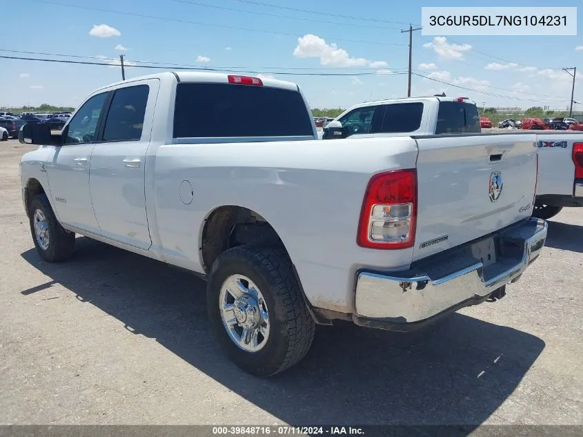 2022 Ram 2500 Big Horn 4X4 6'4 Box VIN: 3C6UR5DL7NG104231 Lot: 39848716