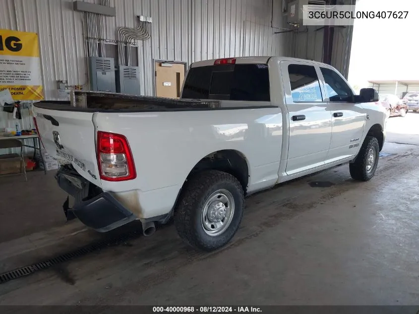 2022 Ram 2500 Tradesman 4X4 6'4 Box VIN: 3C6UR5CL0NG407627 Lot: 40000968