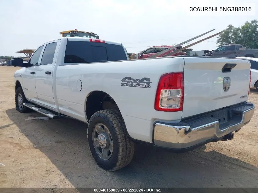 2022 Ram 2500 Tradesman 4X4 8' Box VIN: 3C6UR5HL5NG388016 Lot: 40159039