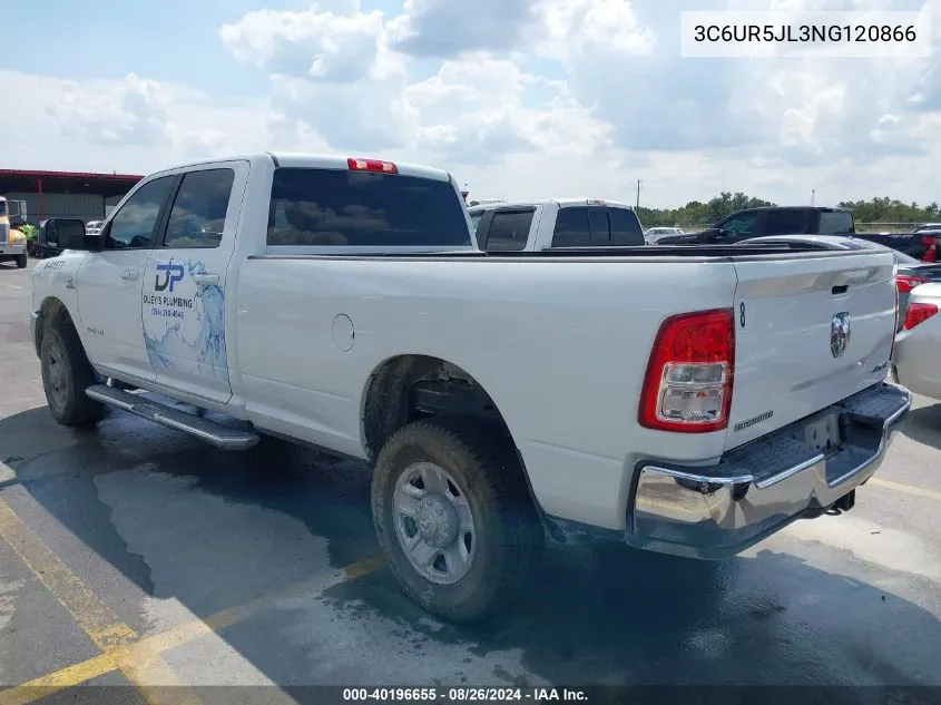 2022 Ram 2500 Big Horn 4X4 8' Box VIN: 3C6UR5JL3NG120866 Lot: 40196655