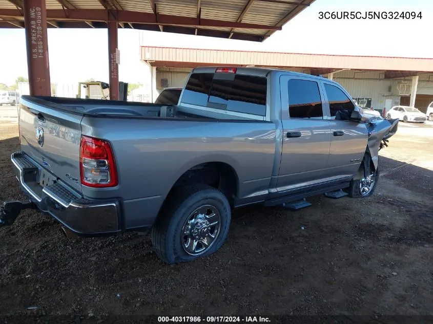 2022 Ram 2500 Tradesman 4X4 6'4 Box VIN: 3C6UR5CJ5NG324094 Lot: 40317986