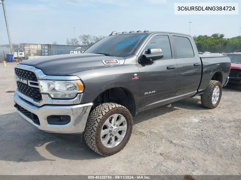 2022 Ram 2500 Big Horn 4X4 6'4 Box VIN: 3C6UR5DL4NG384724 Lot: 40320755