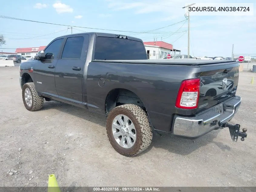 2022 Ram 2500 Big Horn 4X4 6'4 Box VIN: 3C6UR5DL4NG384724 Lot: 40320755