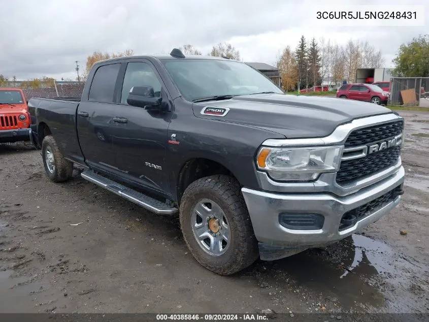 2022 Ram 2500 Big Horn 4X4 8' Box VIN: 3C6UR5JL5NG248431 Lot: 40385846