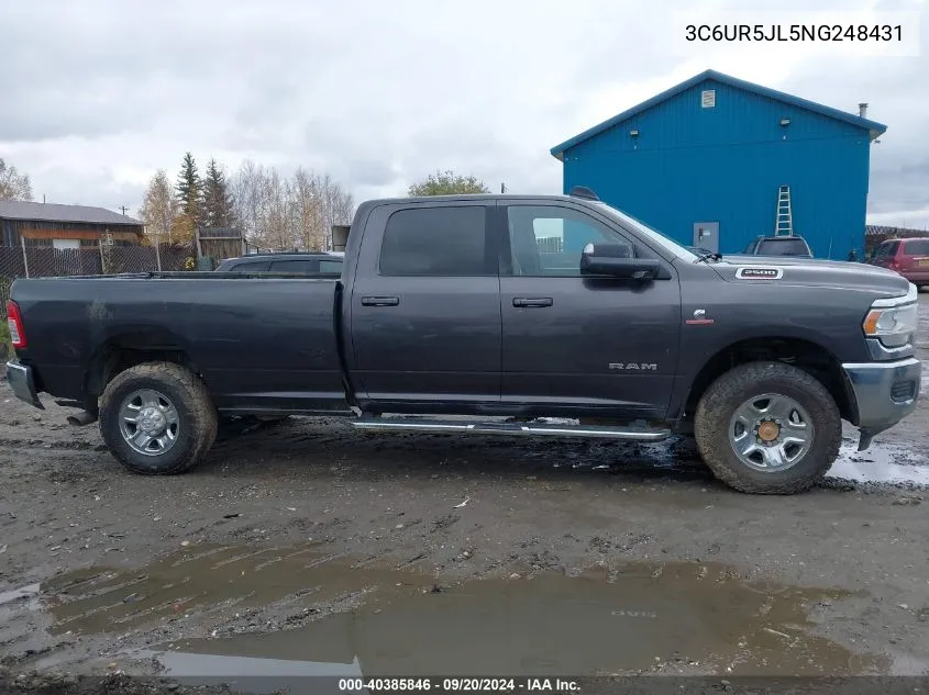 2022 Ram 2500 Big Horn 4X4 8' Box VIN: 3C6UR5JL5NG248431 Lot: 40385846