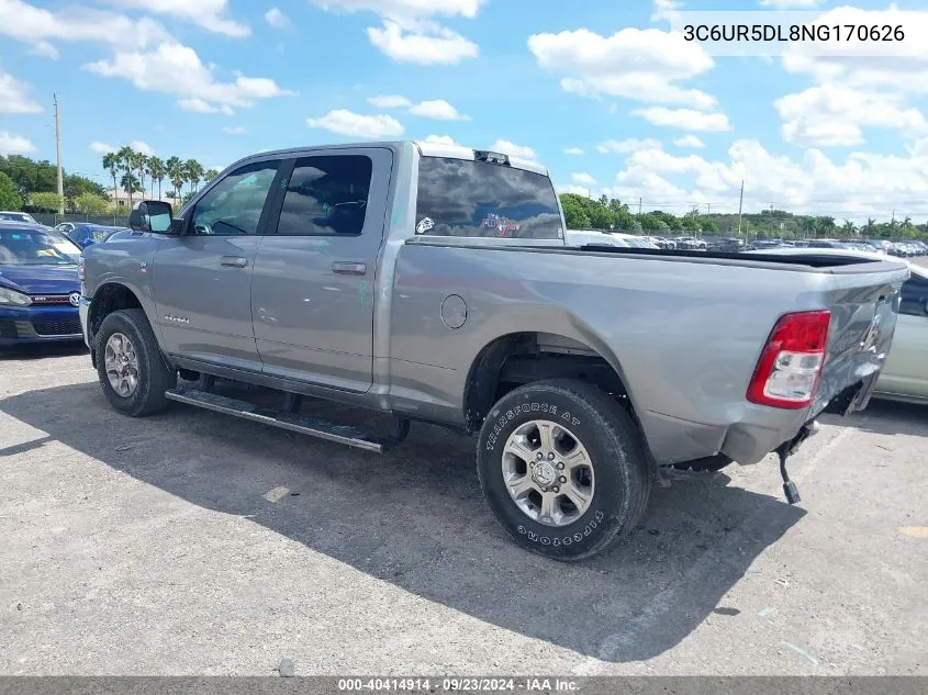 2022 Ram 2500 Big Horn 4X4 6'4 Box VIN: 3C6UR5DL8NG170626 Lot: 40414914