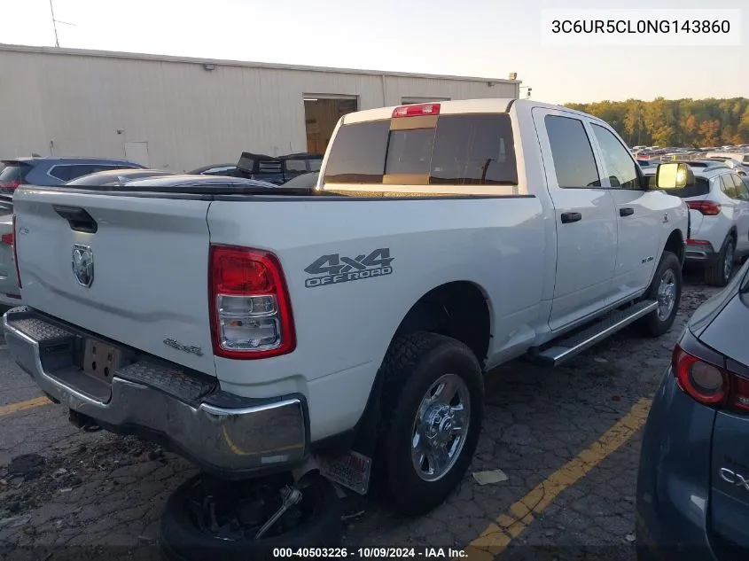 2022 Ram 2500 Tradesman VIN: 3C6UR5CL0NG143860 Lot: 40503226