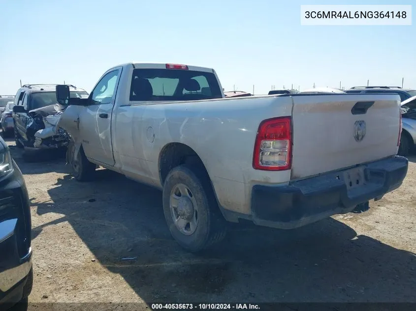 2022 Ram 2500 Tradesman 4X2 8' Box VIN: 3C6MR4AL6NG364148 Lot: 40535673