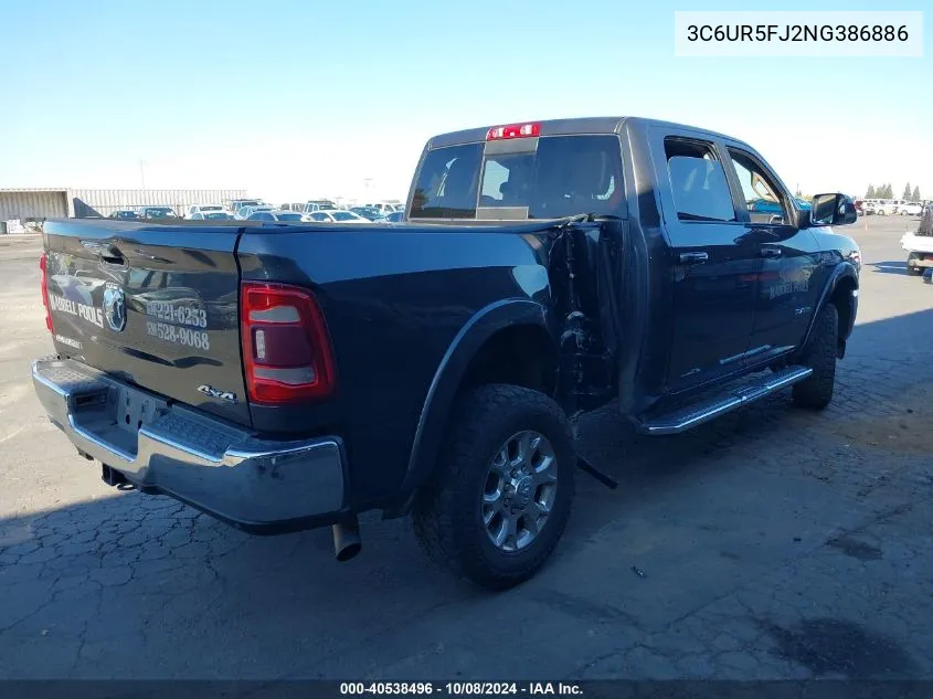 2022 Ram 2500 Laramie VIN: 3C6UR5FJ2NG386886 Lot: 40538496