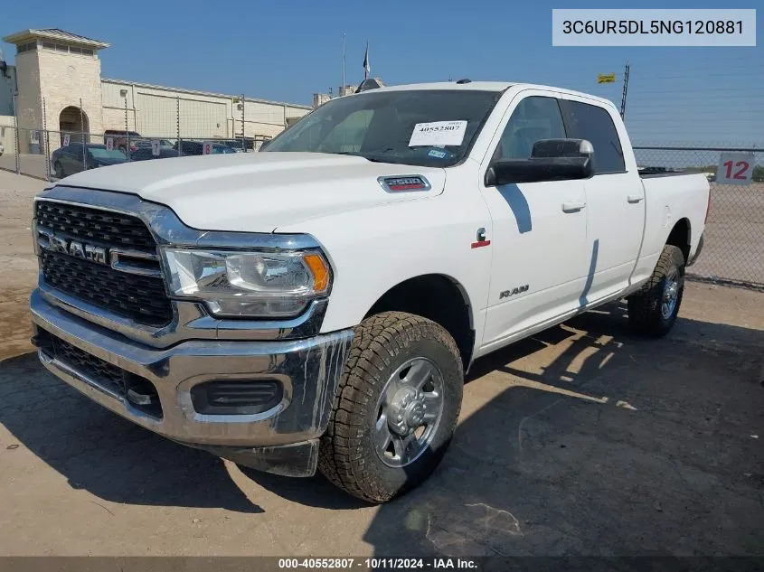 2022 Ram 2500 VIN: 3C6UR5DL5NG120881 Lot: 40552807