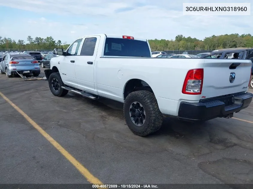 2022 Ram 2500 Tradesman 4X2 8' Box VIN: 3C6UR4HLXNG318960 Lot: 40572889