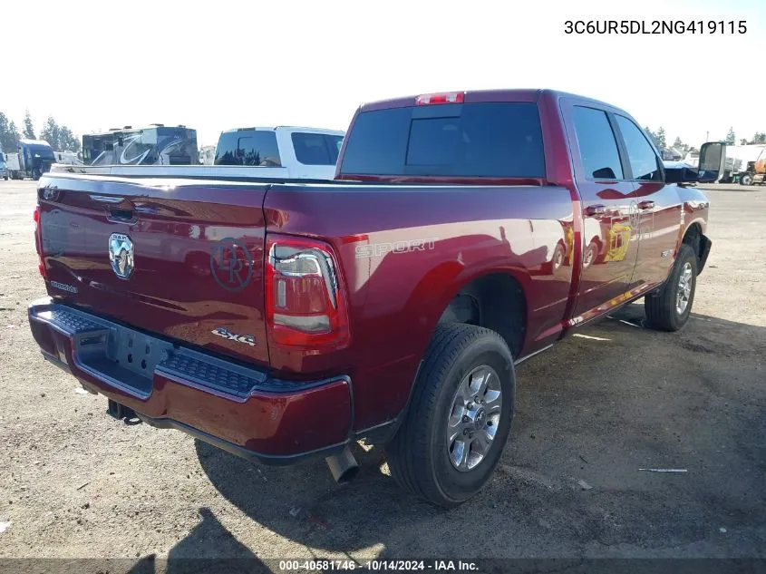 2022 Ram 2500 Big Horn 4X4 6'4 Box VIN: 3C6UR5DL2NG419115 Lot: 40581746