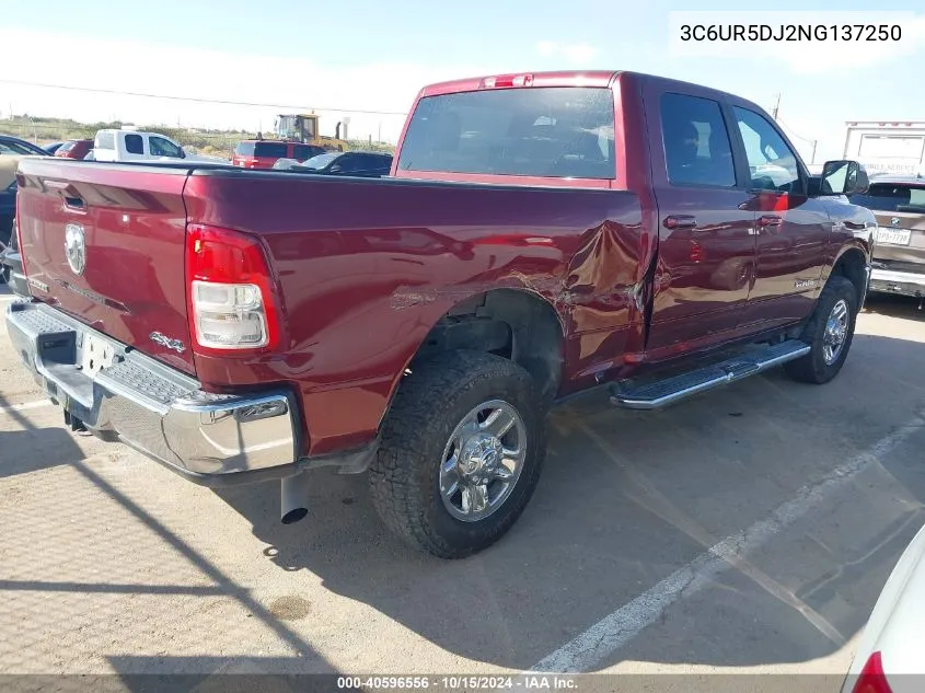 2022 Ram 2500 Big Horn 4X4 6'4 Box VIN: 3C6UR5DJ2NG137250 Lot: 40596556