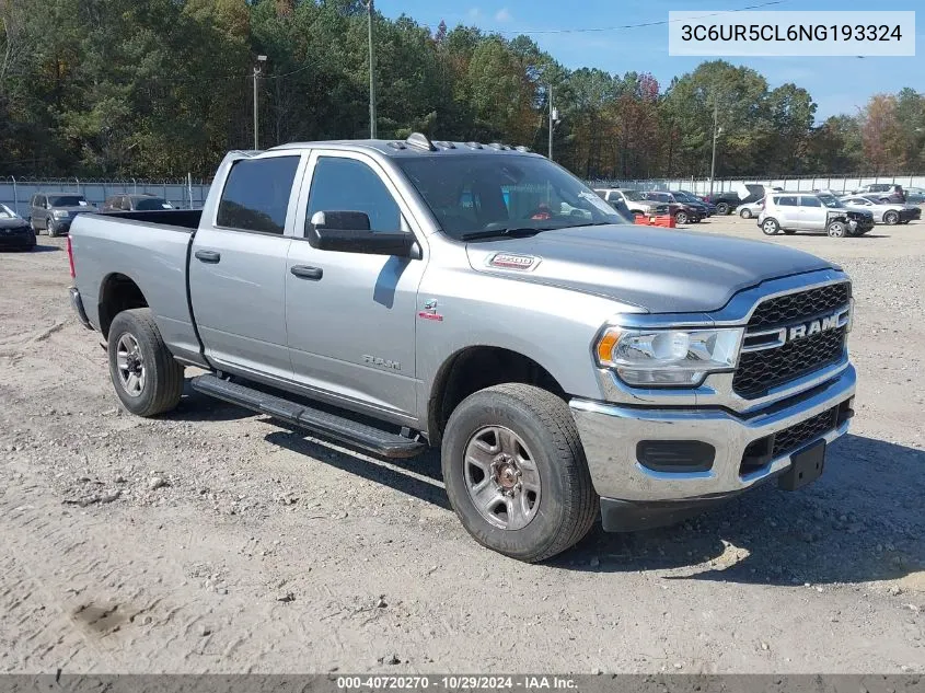 2022 Ram 2500 Tradesman 4X4 6'4 Box VIN: 3C6UR5CL6NG193324 Lot: 40720270